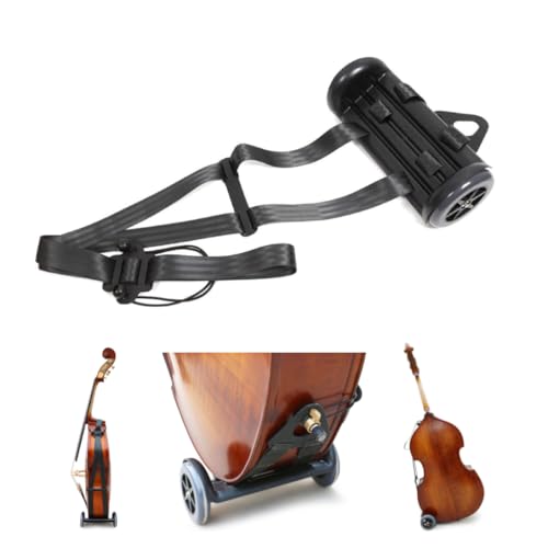 WUQIMUSC Carrito Vertical para Contrabajo con Correas de Rueda Duraderas, Fácil de Transportar, Negro - Ideal para Contrabajos de Tamaño 1/10 a 4/4 - Alta Portabilidad y Resistencia