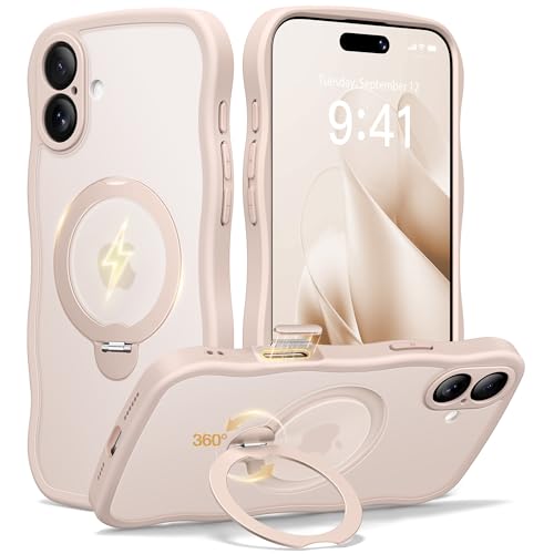 CAPRARO for iPhone 16 Case with Magnetic Stand, Rose Gold