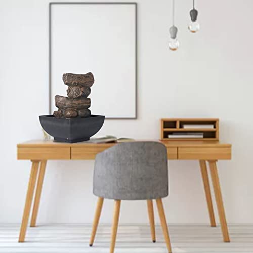 Fonte de mesa Fonte de meditação cascata de 4 níveis, fonte de resina interna com luz LED colorida p