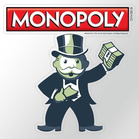CafePress Mr. Monopoly Cash Stacks Medium Die Cut Sticker, 5.75" x 5.75" Clear