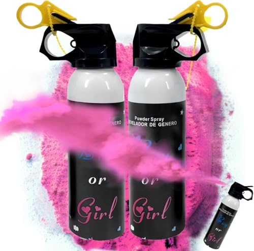 200g Gender Reveal Smoke Cannon Baby Gender Reveal Ideas Confetti Cannon Party Poppers Biodegradable Corn Powder Fire Extinguisher for Baby Showers Weddings Birthdays Party (100g Per Bottl Pink)