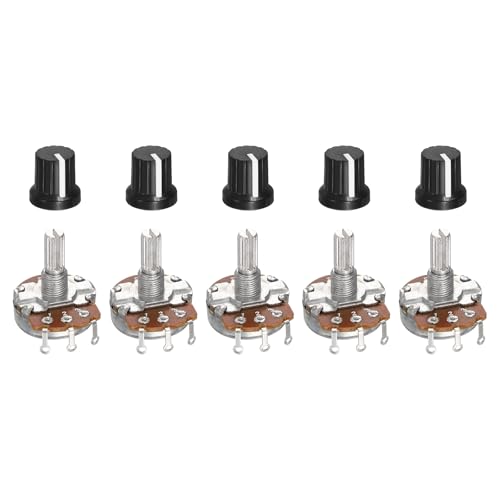 Potenciómetros giratorios WH138 de 2K Ohm con 3 pines y perilla plástica, 5 piezas