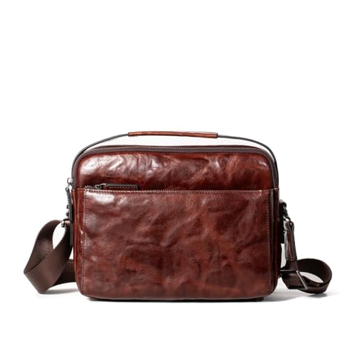 Torba na ramię z prawdziwej skóry dla mężczyzn, regulowany pasek, vintage, antykradzieżowa, listonoszka, torba na ramię, Kawa