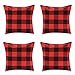4 Pack Farmhouse Soft Cotton Red Black Buffalo Check Plaids Throw Pillow Cases Decorative Family Indoor or Outdoor Cushion Cover 18x18 inch Christmas Home Decor