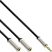 Produktbild InLine 99250A Slim Audio Y-Kabel Klinke 3,5mm Stecker auf 2X Klinke Buchse, 1m schwarz