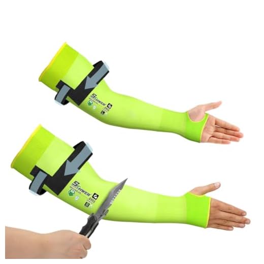 Schwer 18 inch Protective Arm Sleeves, ANSI A6 Cut Resistant Sleeves with Thumb Hole for Arm Work Protection, Arm Guards for Gardening, Welding, Kitchen, Pet Grooming (1 Pair, Brilliant Yellow)
