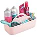Produktbild mDesign Badezimmer Korb mit Griff  als Kosmetik Organizer, Küchen Aufbewahrungsbox oder Handtuchhalter geeignet  kleine Bad Box mit sechs Fächern  hellrosa