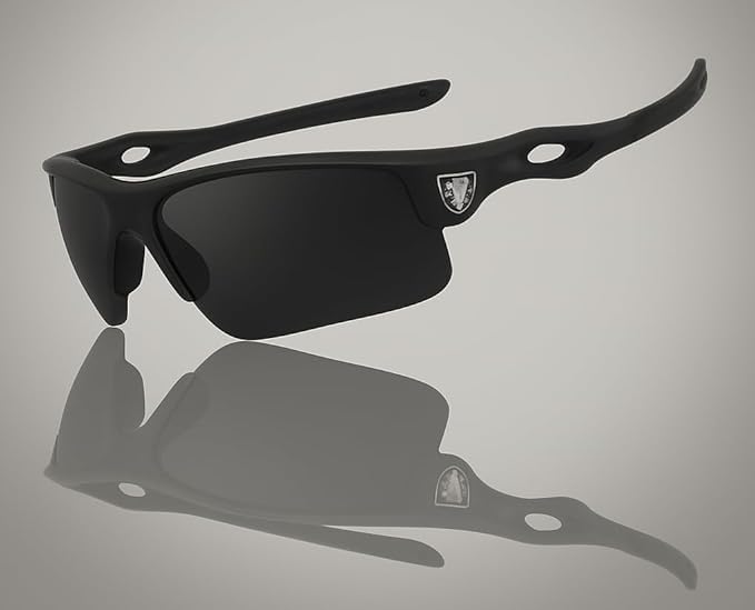Image of Black Jones Sports Sunglasses for men and women Cycling Mountain Travelling Cricket Trekking Baseball Fishing Cycling Running Golf Motorcycle Tac Glasses UV400 (Italic Black)