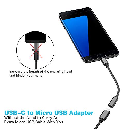 image for USB C to Micro USB Adapter, KUXIYAN (2 Pack) Type C Female to Micro US