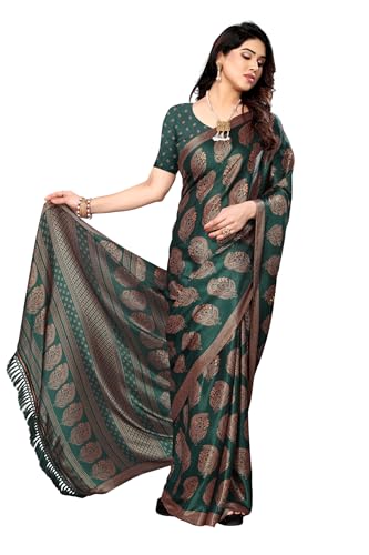 Image of Amazon Brand - Tavasya Womens Blocked Printed Daily Wear Chiffon Georgette Saree With Blouse With Blouse