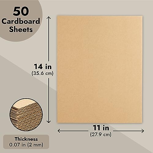 Image of Juvale Corrugated Cardboard Sheets - 11 x 14 in, Brown, 50 Pack - Packing Cardboard Sheets & Backing for Packaging & Art Projects