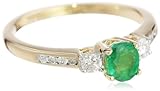 Amazon Collection 14k Yellow Gold Emerald and Diamond Ring (0.17 cttw, G-I Color, I1-I2 Clarity)