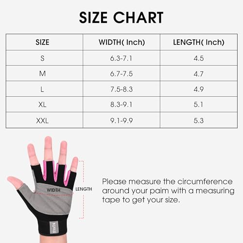 FitsT4 Sports Half Finger Padded Palm Gloves for Diving, Sailing, Jet Skiing, Stand-UP Boarding, Kayaking and Water Skiing, Suitable for Men&Women&Youth Pink L by FitsT4 Sports - Image 5