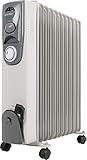 Heidenfeld Ölradiator ÖR200 - 3 Jahre Garantie - Elektrische Heizung - Timer - 11 Rippen - 2500 Watt - Energiesparend - Öl Radiator - Elektroheizung - Überhitzungsschutz - Abschaltautomatik (Weiß)