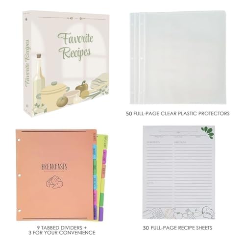 50% Off GOXXI Vintage Kitchen Recipe Binder Set with Dividers - Image 3