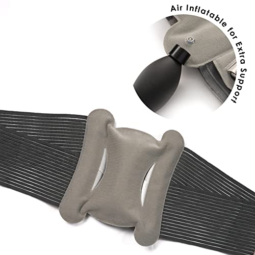 Aofit Back Brace Lumbar Support Belt With Adjustable Air Pump, 3 Removable Metal Stays, Compression Straps For Lower Back Pain Relief, L #TOP3