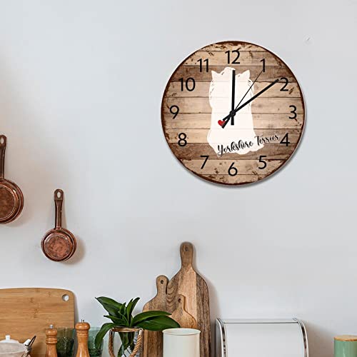 Horloge murale rustique Yorkshire Terrier idée cadeau pour salon - 5
