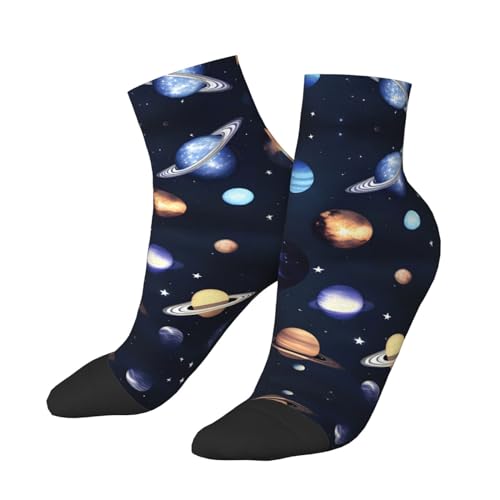 Planets Stars and Milky Way Galaxy print Men's Athletic Socks for Sports Outdoor Sports Socks for Men and Women Hiking2