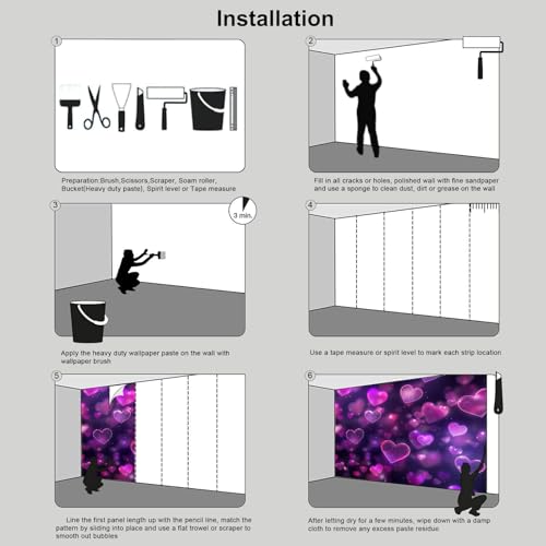 Papel pintado 3d para tapar imperfecciones mural violeta grande salón 8