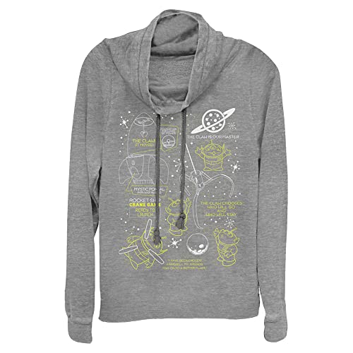 Image of Pixar Toy Story Claw Master Women's Cowl Neck Long Sleeve Knit Top, Gray Heather, X-Large