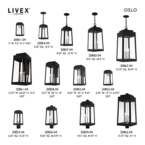 Livex Lighting 20860-91 Oslo - 24.5" Three Light Outdoor Hanging Lantern, Brushed Nickel Finish with Clear Glass by Livex - Image 7