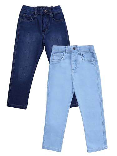 Image of KiddoPanti Boys Regular Fit Denim Pant | Stretch Poly Cotton Denim | Regular Fit Full Length Pant | Back Elasticated & Button with Zip Open Fly