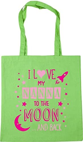 HippoWarehouse I Love My Nanna to the Moon and Back (Pink) Tote Shopping Gym Beach Bag 42cm x38cm, 10 litres