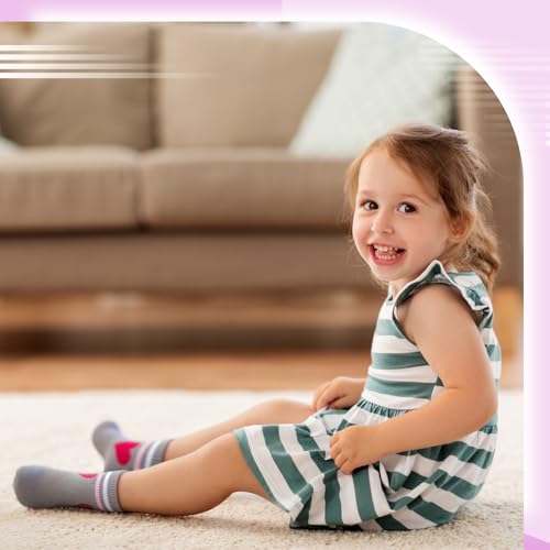 Utensilsto 6 Paar Herz Tennissocken für Mädchen Sportsocken Kinder 27-31 Tennis Socken mit Herz Crew Socks Laufsocken Sport Socken for Kinder