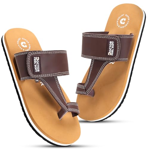 Image of Men's Comfort Slippers with Adjustable Strap | Cushioned Footbed & Shock Absorbing Sole | Lightweight Everyday Wear Slippers for Home, Office & Casual Walking