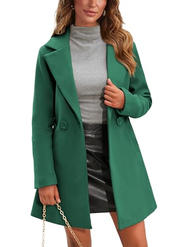 Amazon.com: Springrain Women's Wool Pea Coat Notched Collar Double