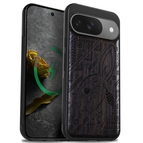 Coque Pixel 9 antichoc magnétique en bois pour protéger des chutes