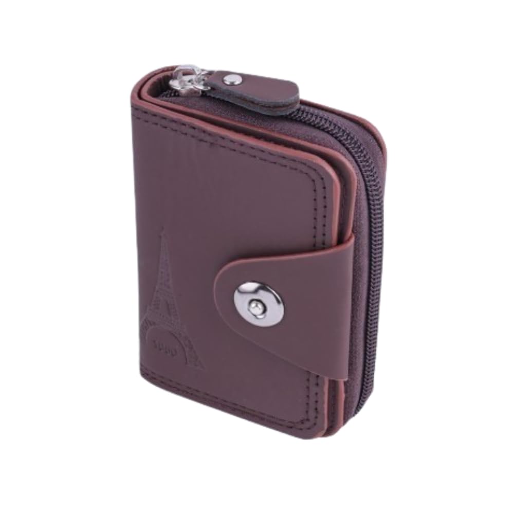 akvsale Leather Card Holder Wallet for Men & Women – Brown Accordion Style Zipper Card Case with 10+ Slots, Slim & Lightweight Design for Business, Travel, or Everyday Use (Magnetic, Brown)-picture-11