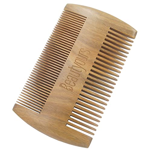 Beard Brush Kit Boar Bristle Brush And Sandalwood Comb With Storage Bag For Men, Fine & Coarse Teeth Dual Brush For Mustache Anti-Static #TOP2