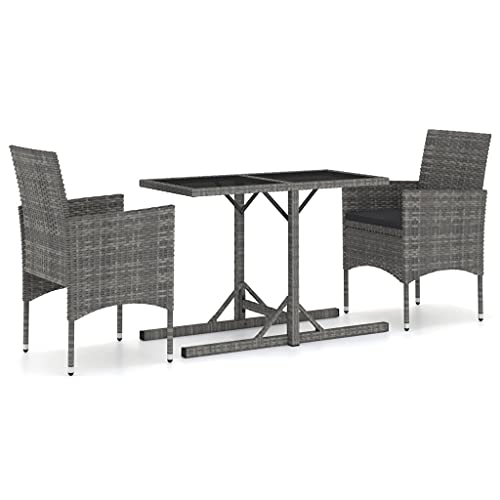 Yuhi-Hqyd 3 Piece Patio Dining Set,Afternoon Tea Suit,Conversation Furniture,Balcony Bar,Includes Rubber Corner For Glass Protection,Perfect For Patio, Garden, Porch,Family Room,Sitting Area, Gray #TOP1