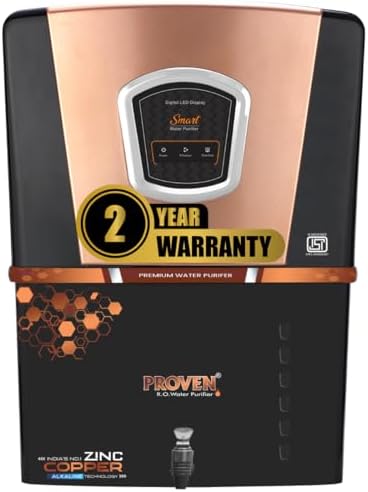 Proven Jupiter RO Water Purifier for Home | RO+UF+UV+Zinc+Copper+Alkaline | 12L Storage | No Service Needed for 2 Years | TDS Adjuster | ISI Certified | Borewell & Hard Water Suitable