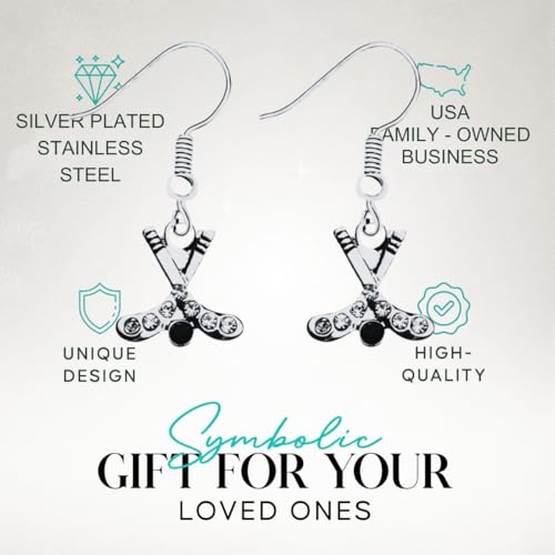 Silver Hockey Stick Earrings with Crystals – Sparkly Ice Hockey Jewelry for Women, Game Day Accessories, Hockey Gift for Players & Fans - Thumbnail 2