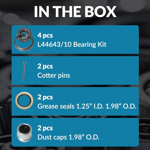 PGN Bearings PGN L44643 Bearing Kit - High-Speed & Quiet Rotation Trailer Axle Kit for Trailer Wheels and More - L44643/L44610 and 12192TB Seal OD 1.980'' - Dust Covers and Cotter Pins - Fits for 1"" - Thumbnail 4