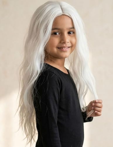 Image of BookMyCostume Long White Hair Extension Wig - Perfect for Fancy Dress, Old Lady Look, Halloween, Stage Performances & Role Play Costume for Kids & Adults