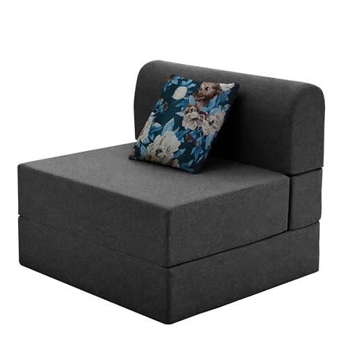 Image of Convertible 3 * 6 Single Seater Sofa Cum Bed | Foldable Sofa Bed for Apartments & Studio Rooms (Black, COMFORTMAX)