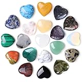 Hshenjhu 20 Pièces Cristal en Forme Coeur, Pierres Précieuses de Guérison, Naturel Multicolores en Forme de Cœur, Pierre Porte bonheur en Formes de Cœur, pour Méditation, Chakra, Équilibre Reiki
