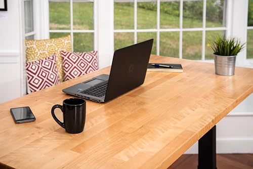 Image of Stand Up Desk Store Solid Wood Top Electric Adjustable Height Standing Desk with Programmable Memory (Charcoal Frame /Natural Birch Top, 60 inch Wide)