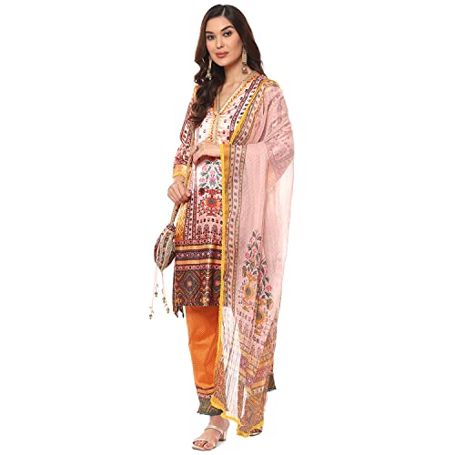 Image of BIBA Women Silk Viscose Straight Printed Suit Set