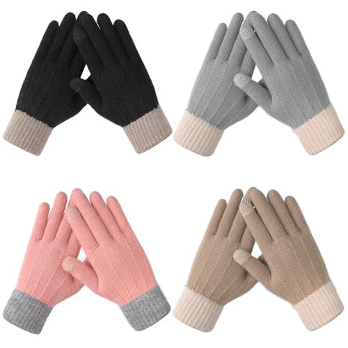 Clothirily Winter Gloves for Women - Stretchy Touchscreen Winter Gloves, Soft Warm Women's Knit Glove for Cold Weather