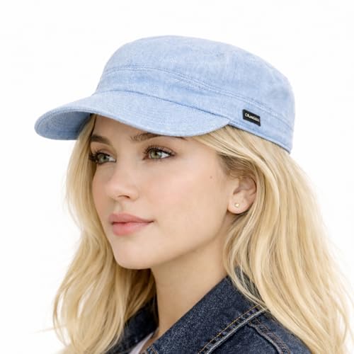 Casquette gavroche ajustée Kiera en denim bleu pour sublimer votre look