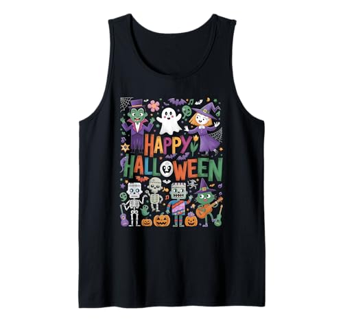 Happy Halloween Scary Spooky Season Retro Boys Girls Kids Camiseta sin Mangas