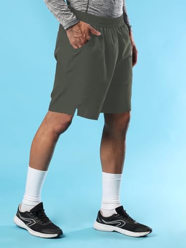Image of CHKOKKO Men Shorts for Gym Sports or Running | Dry-Fit Fabric Single Layered Active Summer Workout Wear Knee Length Regular Fit | Elastic Waist with Front and Back Pockets