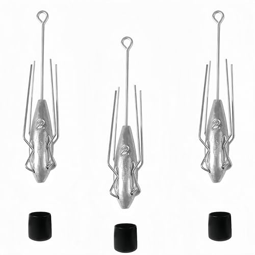 Magnoloran 3Pcs Sputnik Sinkers Fishing Weights Sinkers Surf Casting Fishing Sinkers Lead Weights Sinkers Long Tail Fishing Weights Drop Shot Sinkers for Saltwater Catfish Beach Sand Ocean-2oz