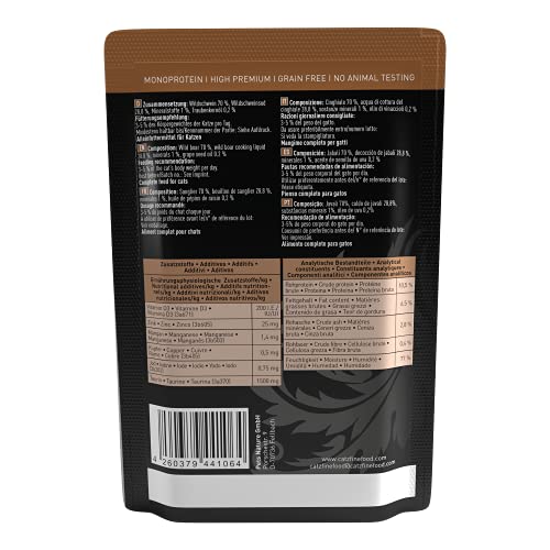 catz finefood Purrrr Wildchwein Monoprotein Katzenfutter nass N° 109, für ernährungssensible Katzen, 70% Fleischanteil, 16 x 85g Beutel