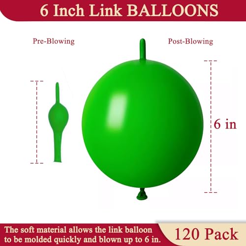 Image of Green Link Balloons 6 Inch 120 Pcs Latex Quick Linking Balloon for Birthday Wedding Party Festival Decorations
