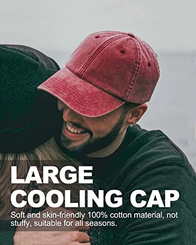 Zylioo Xxl Washed Pigment Dyed Baseball Cap,Oversized Adjustable Hiking Cap,Running Hats For Big Heads 23.5"-25.5" Wine Red #TOP5